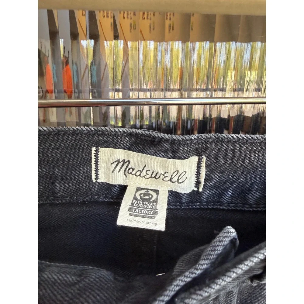 Madewell The Brynn Long Short Black Denim Cutoff Shorts Button Fly Size 25